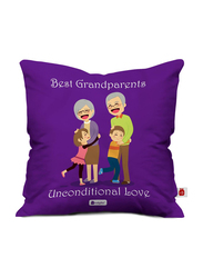 Indigifts Best Grandparents Unconditional Love Quotes Printed Cushion Cover with Filler, Multicolour