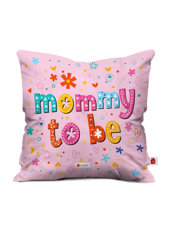 Indigifts Mom to Be Printed Cushion Cover with Filler, Multicolour