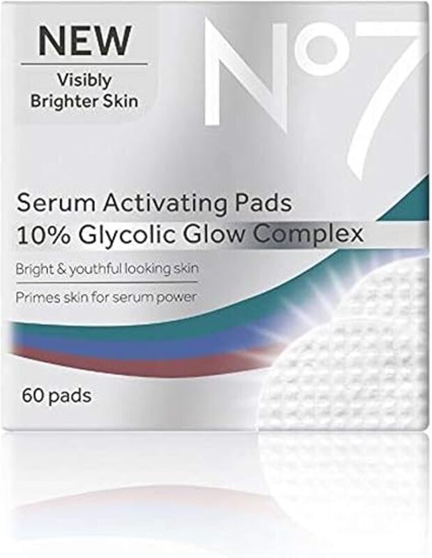 No7 Serum Activating 10% Glycolic Glow Complex 60 Pads for Brighter Skin