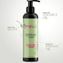 Mielle Organics Rosemary Mint Daily Styling Cream, Infused with Biotin & Encourages Longer, Healthier Hair, Miracle Repair for Dry & Damaged, Curl Definition, Moisture & Great hair Hold 240ml / 8Oz