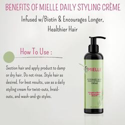 Mielle Organics Rosemary Mint Daily Styling Cream, Infused with Biotin & Encourages Longer, Healthier Hair, Miracle Repair for Dry & Damaged, Curl Definition, Moisture & Great hair Hold 240ml / 8Oz