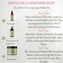 Mielle Organics Rosemary Mint Strengthening Full Set - Shampoo, Hair Mask, Hair Styling Cream me, Rosemary Hair Oil, and Scrubber - for Hair Growth - Infused with Biotin, Strengthens Weak Hair.