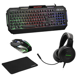 Blaupunkt 4 in 1 Gaming RGB Gaming Keyboard, Gaming Headphone, Mouse with Mouse Pad, Black