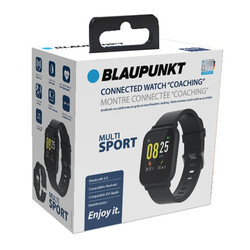 Blaupunkt BT Smartwatch, IP67 Water Resistant, Body Temp, Sport Type, Sleep, Steps and Heart Rate Monitor, 5 Days Battery Life, Call and Message Alerts, Black