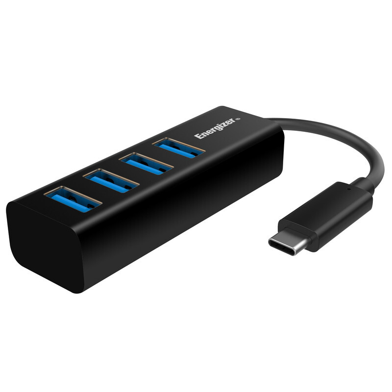 Energizer USB- C Hub with 4 USB-A Ports Compatible for MacBook Pro/Air/Samsung/Huawei Mate /MateBook/LG/Chromebook/iPad Pro/Air Black