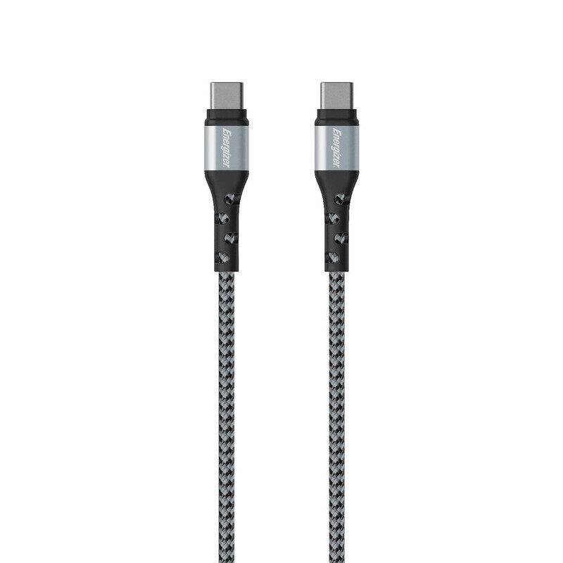 Energizer Ultimate Metal Braided Type C to Type C Cable, 2m Silver