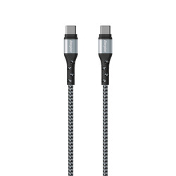 Energizer Ultimate Metal Braided Type C to Type C Cable, 2m Silver