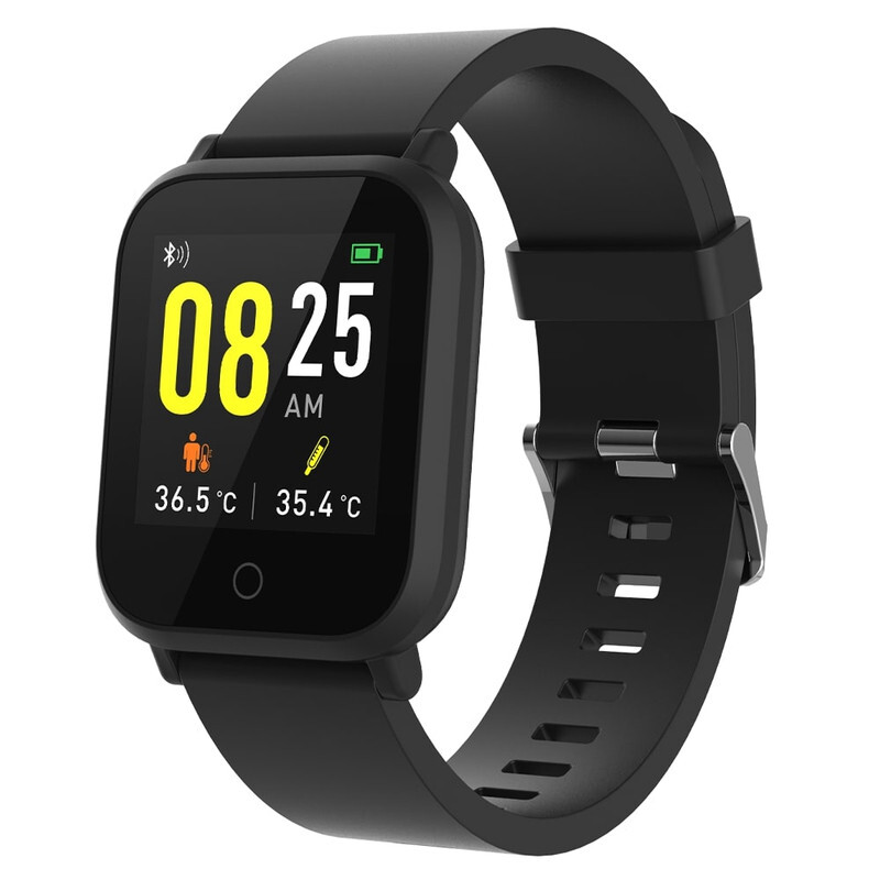 Blaupunkt BT Smartwatch, IP67 Water Resistant, Body Temp, Sport Type, Sleep, Steps and Heart Rate Monitor, 5 Days Battery Life, Call and Message Alerts, Black