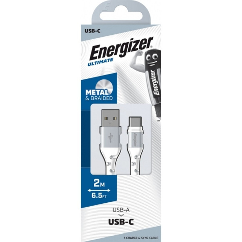 Energizer Ultimate Metal Braided Type-C Cable, 2m, White