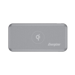 Energizer 10000 mAh Ultimate QI Wireless Power Bank, Dual Ouputs, USB-C Power Delivery 3.0 Output for iPhone/ iPad, 18W Smart USB-A Fast charging for Android, PowerSafe Management, 18W Grey