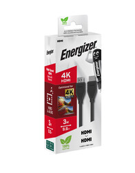 Energizer HDMI To HDMI Connector, High Speed, 4K Streaming Optimized, 3 metres, Black