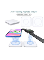 Gennext Newest Folding Magnetic Wireless Charger for Apple iPhone and Watch, White