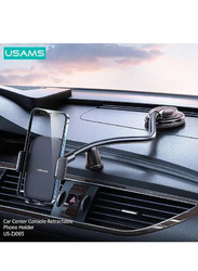 Usams Universal Car Center Console Mount Retractable Phone Holder, Black