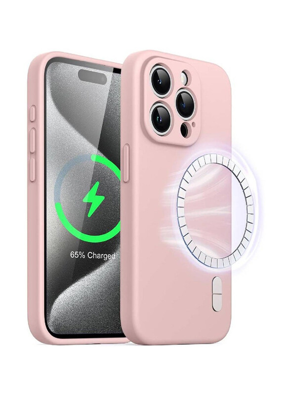 

Generic Apple iPhone 15 Pro Max 6.7 Inch Protective Slim Silicone MagSafe Wireless Charging Mobile Phone Back Case Cover, Pink