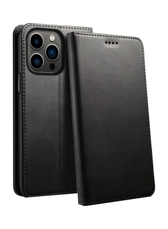 

Generic Apple iPhone 15 Pro Max 6.7 Inch Protective Leather Kickstand Wallet Mobile Phone Flip Case Cover With Card Holder, Black