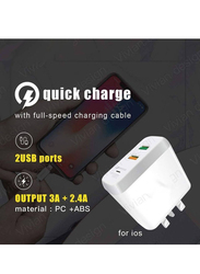 Gennext Dual USB Travel Wall Charger with 2.4A + 3.1A Output Qualcomm Quick Charge and 3.0 USB, White