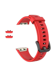 Gennext Adjustable Silicone Replacement Sports Watch Strap for Huawei Band 6/Honor Band 6, Red