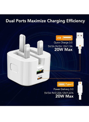 Gennext 25W Dual Port Foldable Plug Wall Charger for Smartphones, White