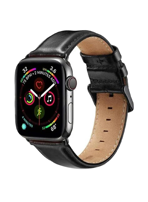 Gennext Replacement Genuine Leather Strap for Apple Watch Series 8 & Ultra 49mm, Black