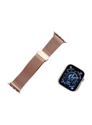 Gennext Stainless Steel Magnetic Button Replacement Band for Apple Watch 42/44/45/49mm, Rose Gold