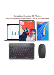 Gennext English and Arabic Bluetooth Wireless Keyboard and Mouse Combo Ultra Slim Portable Set for Apple iOS Android Windows Tablet Phone iPhone iPad Pro Air Mini, Black
