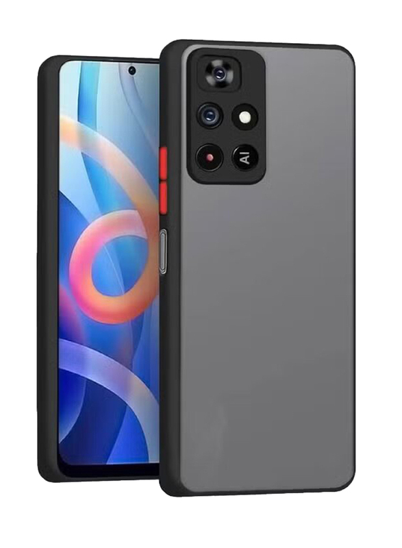 Gennext Xiaomi Redmi Note 11T 5G Silicone Bumper Shockproof Matte Translucent Back Mobile Phone Case Cover, Black/Grey