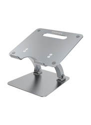 Promate Aluminium Laptop Stand Portable Ergonomic Multi-Level Ventilated Notebook Stand for Laptops, Grey