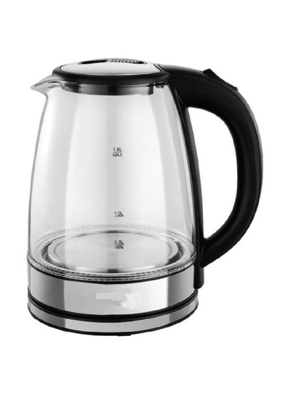 Gennext 1.8L LED Light Indicator Borosilicate Glass Body Electric Kettle with Stainless Steel Lid, 1500W, Multicolour