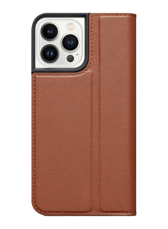 

Generic Apple iPhone 14 Pro Premium Leather Flip Durable Shockproof Mobile Phone Case Cover with Card Holder, Brown