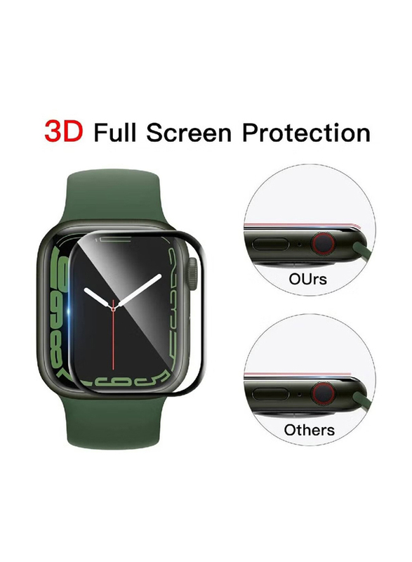Zoomee 3D Curved Edge Anti-Scratch Bubble Free HD Ultra Shatterproof Screen Protector for Apple Watch Series 8/7 45mm, Clear/Black