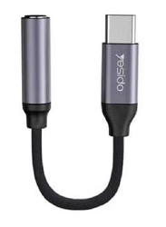 Yesido One Size 3.5mm Jack Aux Headphone Audio Dongle Cable, USB Type-C Male to 3.5mm Jack Female for Audio Devices, Black/Grey