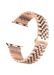 Gennext Stainless Steel Heavy Band with Butterfly Folding Clasp Link Bracelet for Apple Watch Ultra/Watch Ultra 2 49mm, Rose Gold