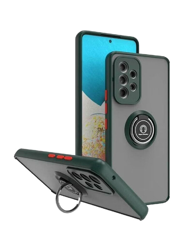 

Gennext Samsung Galaxy A13 4G Mobile Phone Case Cover with Metal Ring Holder Grip Kickstand Car Magnetic Mount Shockproof Matte Hard Back Bumper, Gree