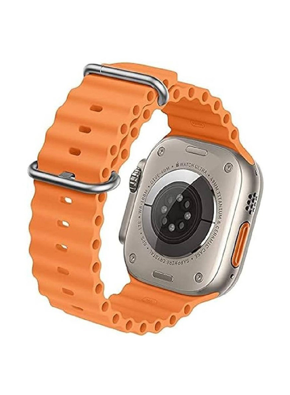 Gennext Replacement Silicone Hole Wavy Strap for Apple Watch Ultra/Watch Ultra 2 49mm, Orange