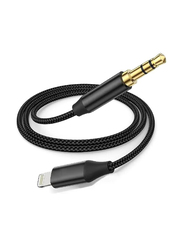 Gennext One Size 3.5mm Jack Aux Cord Esbee Cables, Lightning to 3.5mm Jack, MFi Certified for Car Apple iPhone, Black