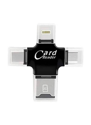 Gennext 4-in-1 Micro SD Card Reader with Type-C USB Connector OTG Hub Adapter, PH6635, Black/Silver