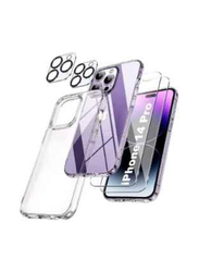 Apple iPhone 14 Pro Mobile Phone Case Cover with 2 Screen Protector & 2 Camera Lens Protector, Clear