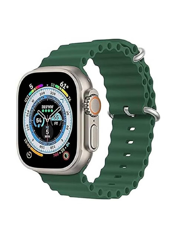 Gennext Replacement Silicone Hole Wavy Strap for Apple Watch Ultra/Watch Ultra 2 49mm, Green