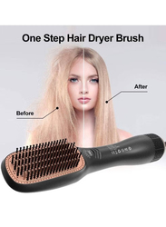 Gennext 3 in 1 Hot Air Brushes Blow Dryer Brush Hair Comb One Step Electric Hair Brushes Hair Straightener, Gold