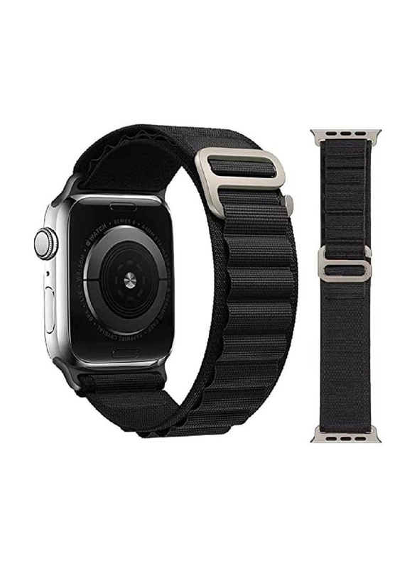 Zoomee Replacement Nylon Loop Strap Compatible with Apple Watch Series 8/8 Ultra, Black