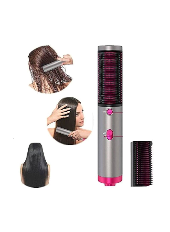 Gennext Loox 3-In-1 Hot Air Comb Hair Straighter, Grey/Pink