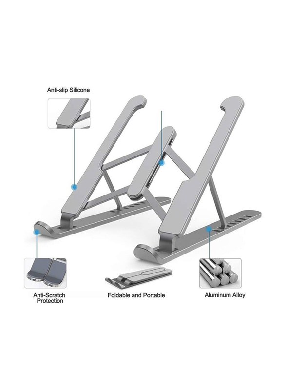 Gennext ABS Universal 6-Step Adjustable Height Multi Purpose Portable Tablet Stand, Grey