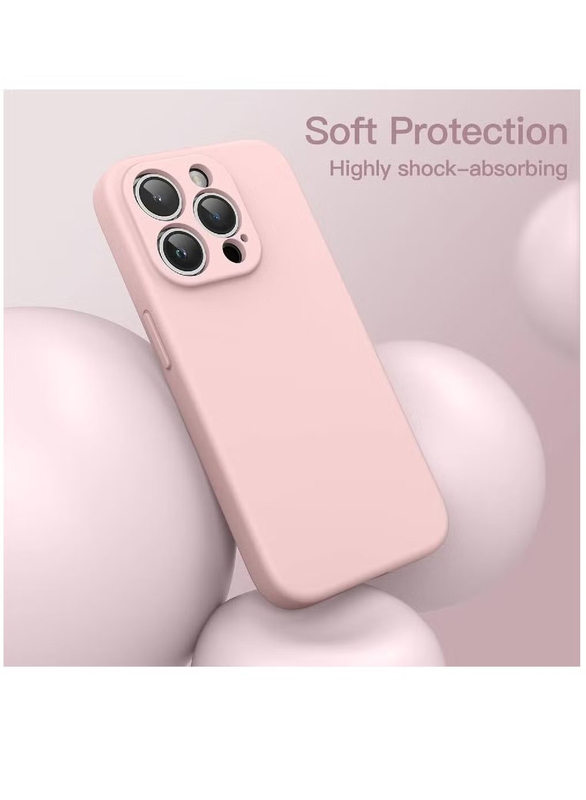 Apple iPhone 15 Pro Max 6.7-inch Protective Slim Shock-Absorption Camera Protection Silicone MagSafe Wireless Charging Mobile Phone Case Cover, Pink