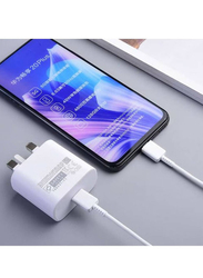 Gennext 25W Super Fast Charger Adapter, with USB Type-C Charging Cable for Smartphones, White