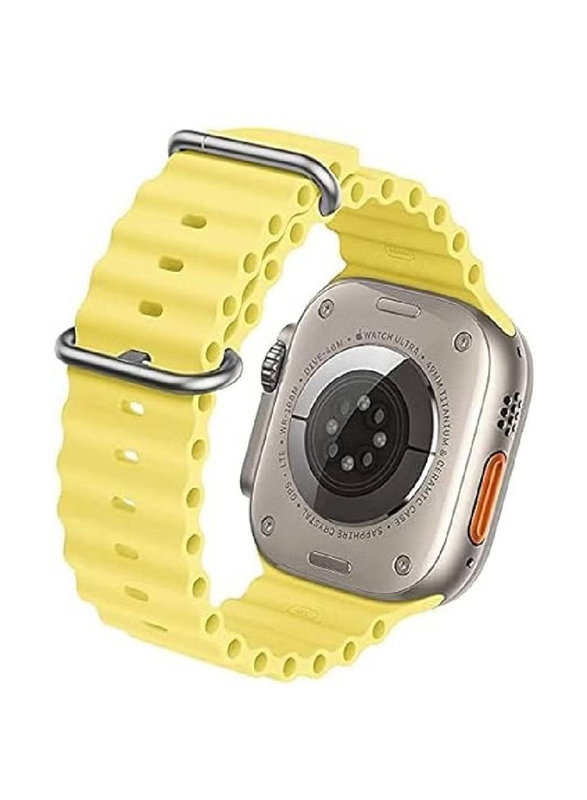 Gennext Replacement Silicone Hole Wavy Strap for Apple Watch Ultra/Watch Ultra 2 49mm, Yellow