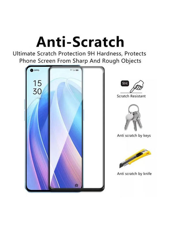 Zoomee Oppo Reno7 Pro 5G 9H Full Coverage Tempered Glass Screen Protector, Clear/Black