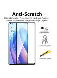 Zoomee Oppo Reno7 Pro 5G 9H Full Coverage Tempered Glass Screen Protector, Clear/Black