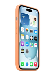 Apple iPhone 15 Plus Slim Liquid Silicone Shockproof Protective Anti-Scratch Microfiber Mobile Phone Case Cover, Orange