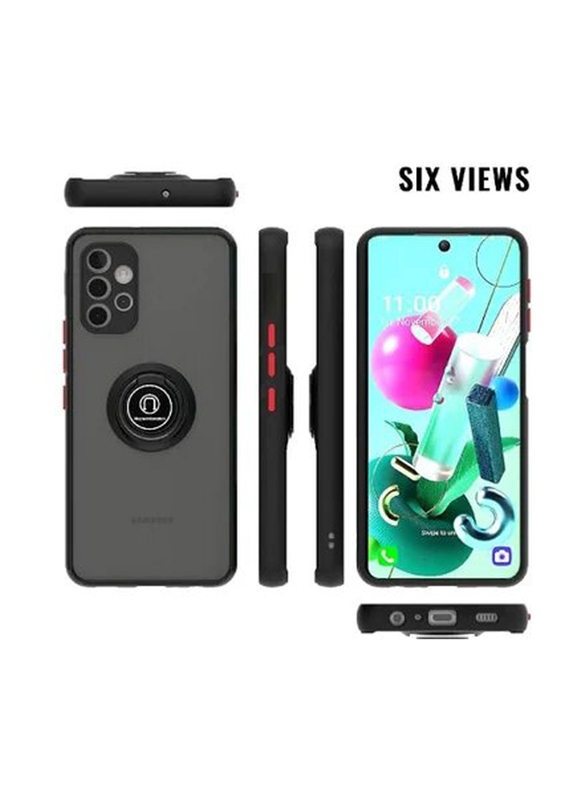 Gennext Samsung Galaxy A53 5G Matte Hard Shock Absorber Handle Car Magnetic Back Mobile Phone Case Cover, Black