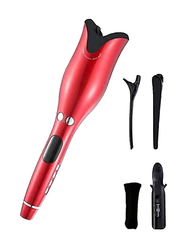 Gennext Multi-Automatic Hair Curler Hair Curling Iron LCD Ceramic Rotating Hair Waver Magic Curling Wand Irons Hair Styling Tools, Red